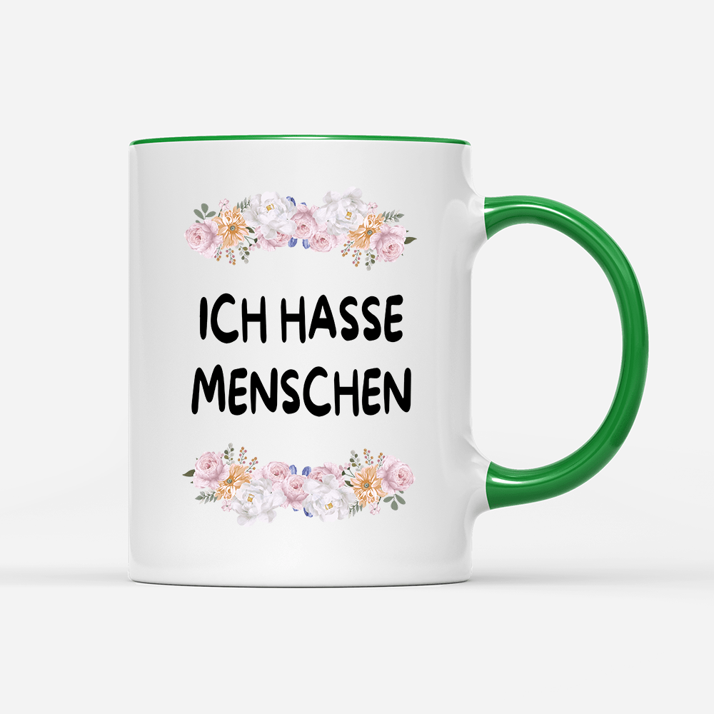 Tasse Blumen ich hasse Menschen - Schwarzer - Kaffee