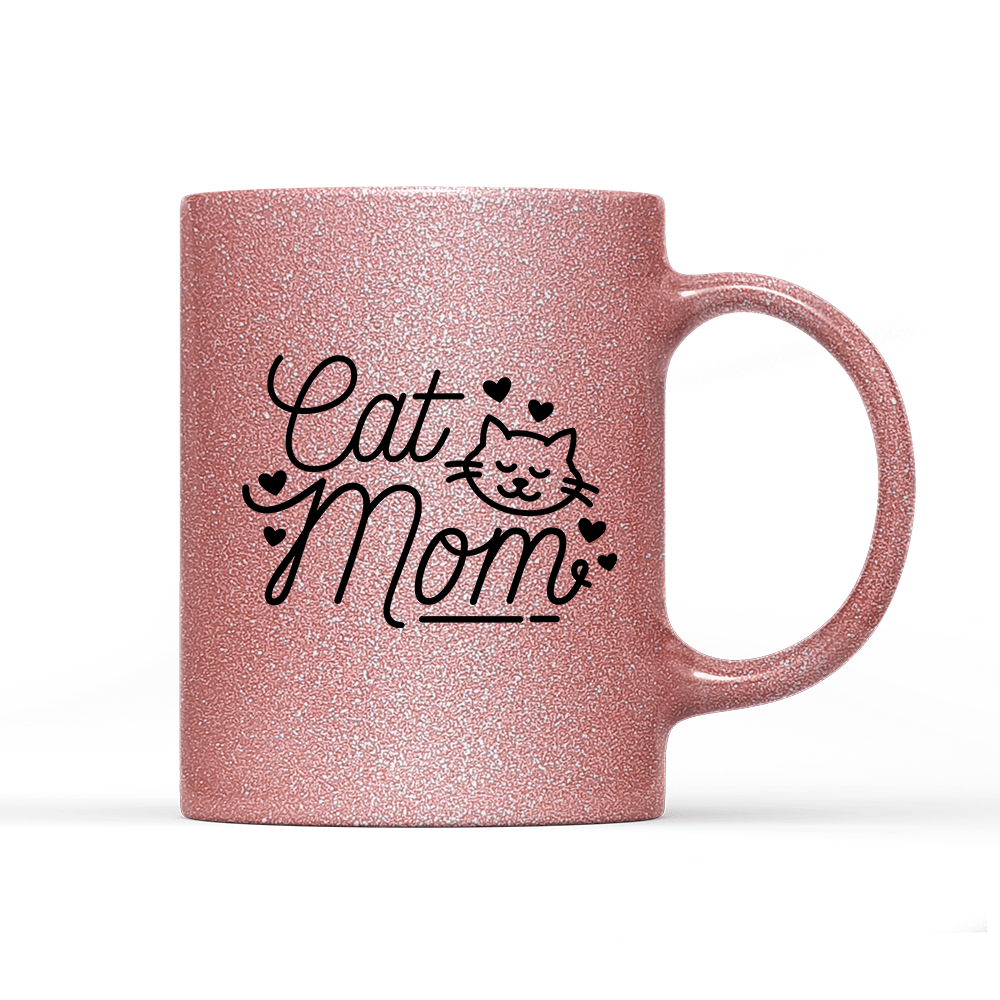Tasse Glitzer Edition Cat Mom - Schwarzer - Kaffee