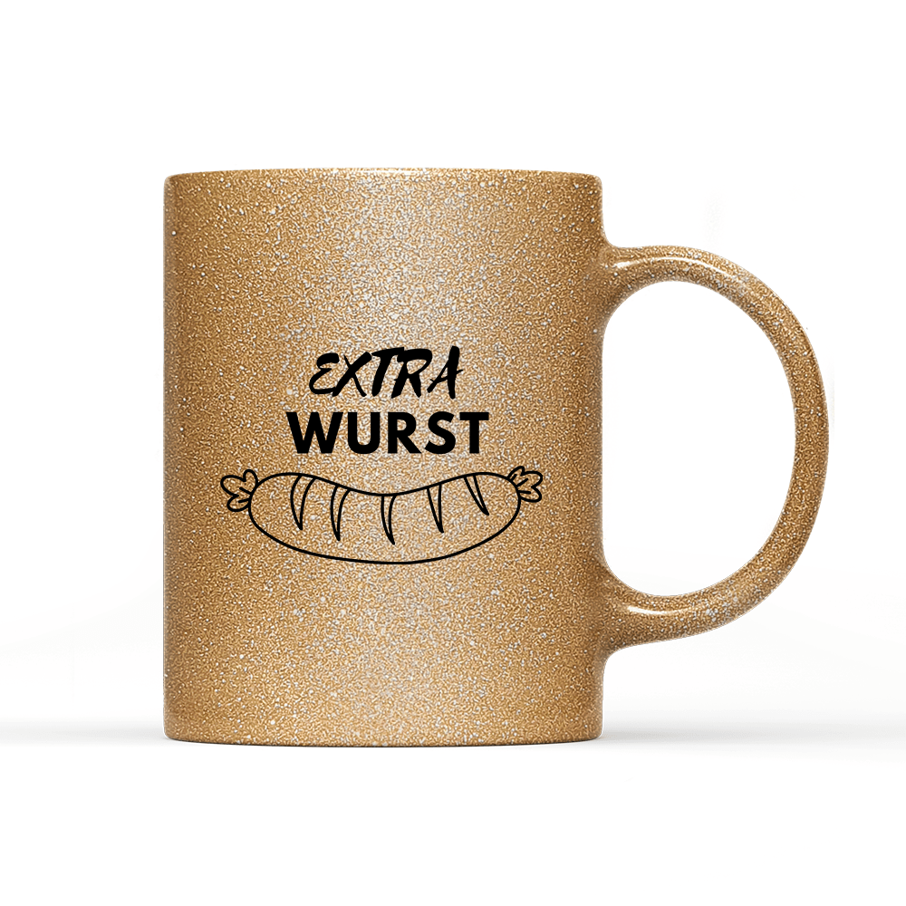 Tasse Glitzer Edition Extra Wurst - Schwarzer - Kaffee