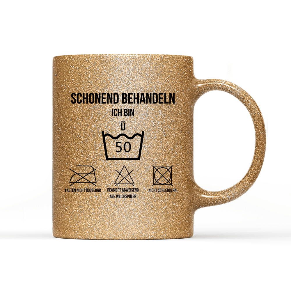 Tasse Glitzer Edition Schonend behandeln 50 - Schwarzer - Kaffee
