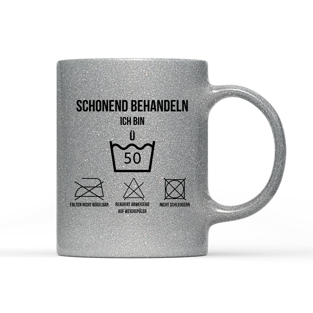 Tasse Glitzer Edition Schonend behandeln 50 - Schwarzer - Kaffee