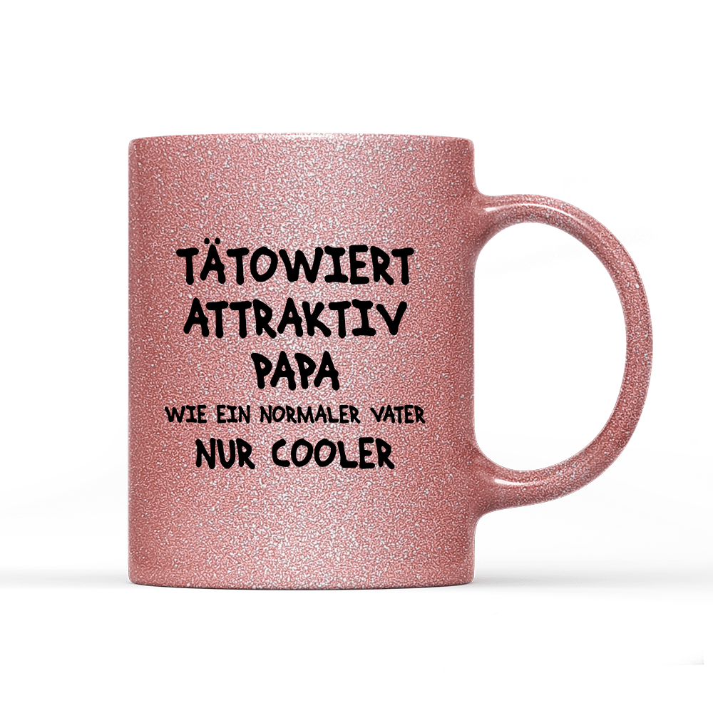 Tasse Glitzer Edition Tätowiert attraktiv Papa - Schwarzer - Kaffee