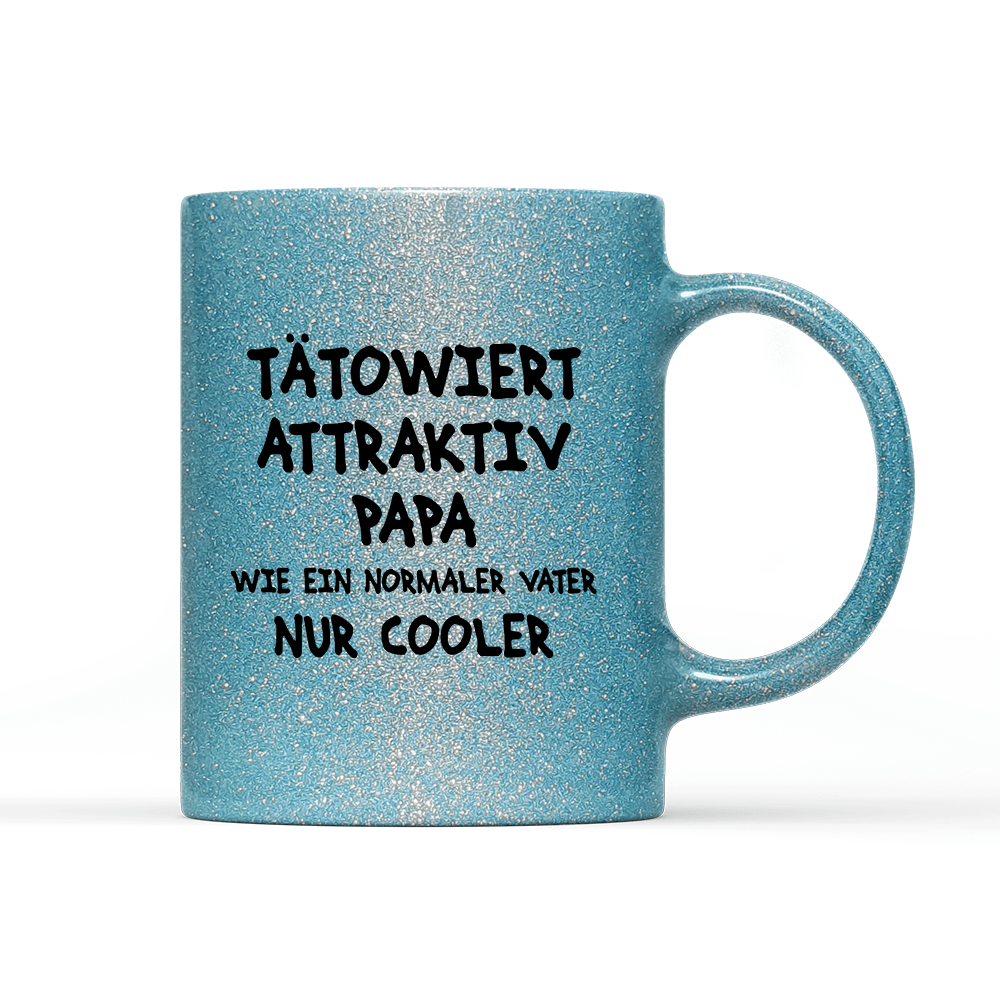 Tasse Glitzer Edition Tätowiert attraktiv Papa - Schwarzer - Kaffee