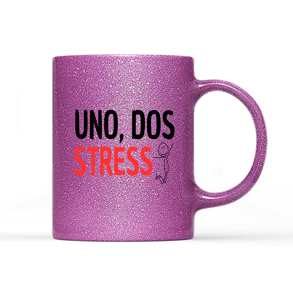 Tasse Glitzer Edition UNO, DOS STRESS - Schwarzer - Kaffee