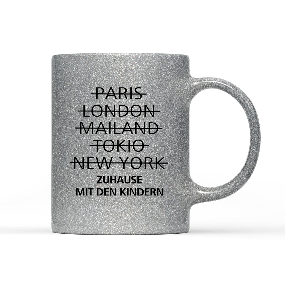 Tasse Glitzer Edition zuhause mit den Kindern - Schwarzer - Kaffee