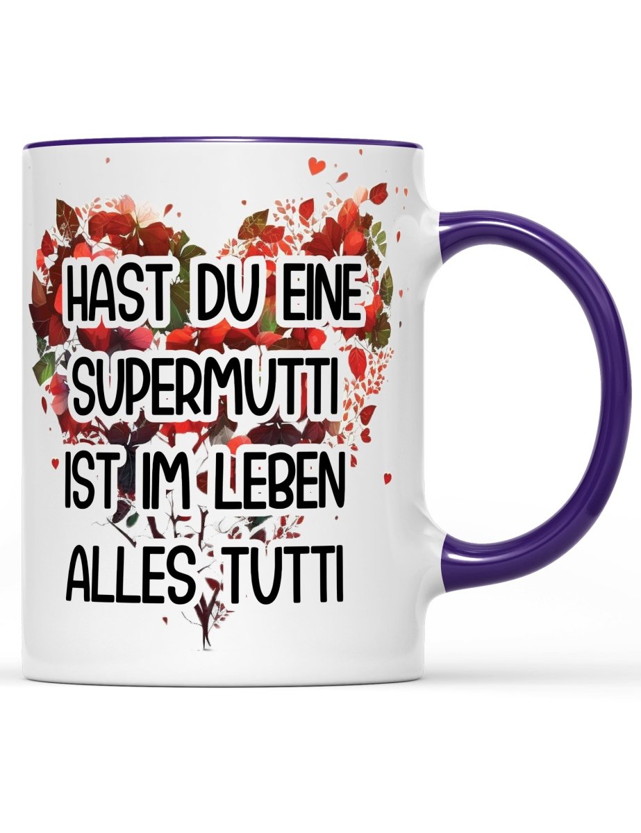 Tasse Hast du eine Supermutti ist im Leben alles tutti Muttertag Special - Schwarzer - Kaffee