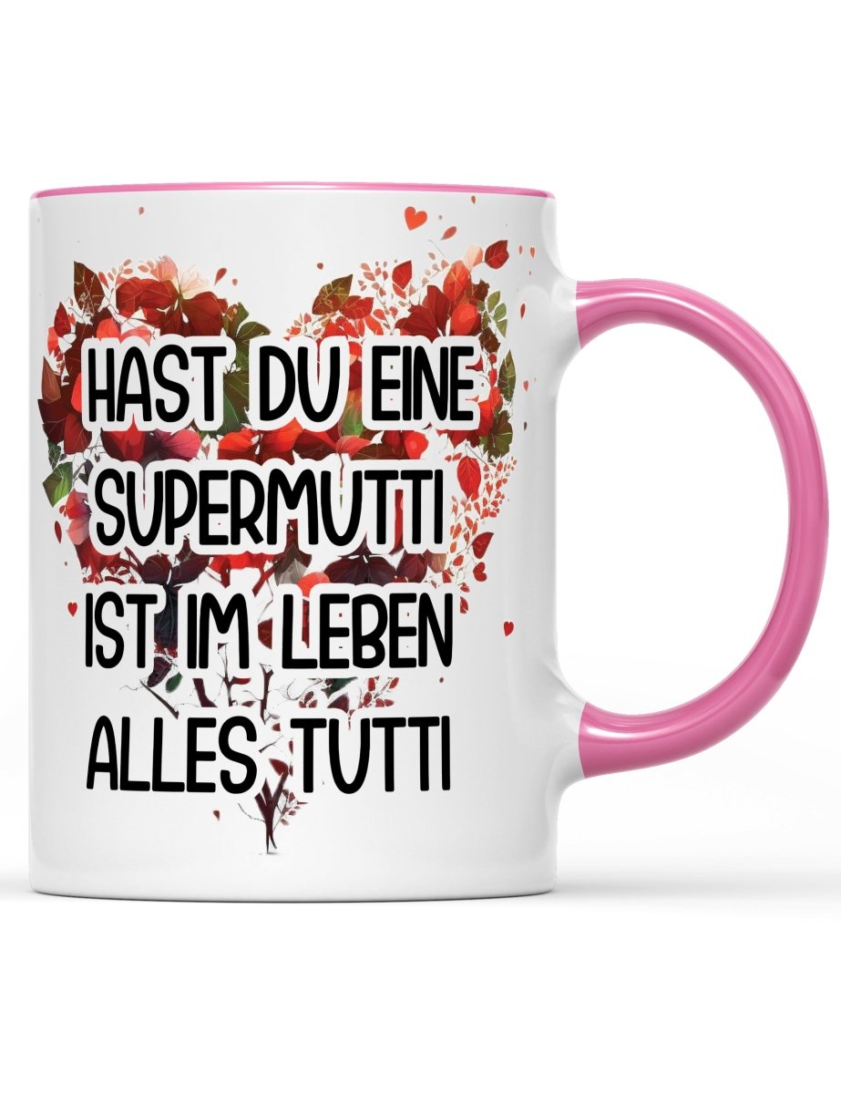Tasse Hast du eine Supermutti ist im Leben alles tutti Muttertag Special - Schwarzer - Kaffee