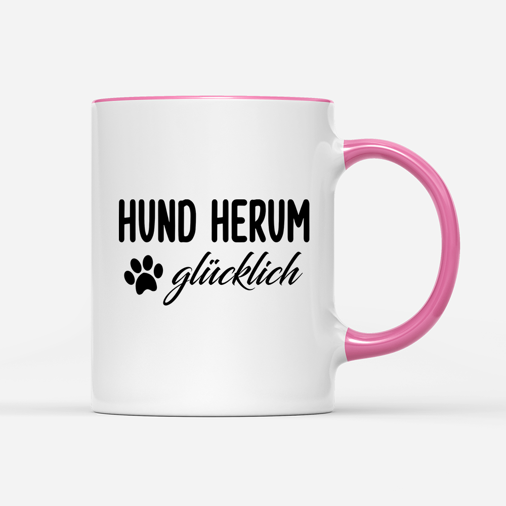 Tasse Hund herum glücklich - Schwarzer - Kaffee