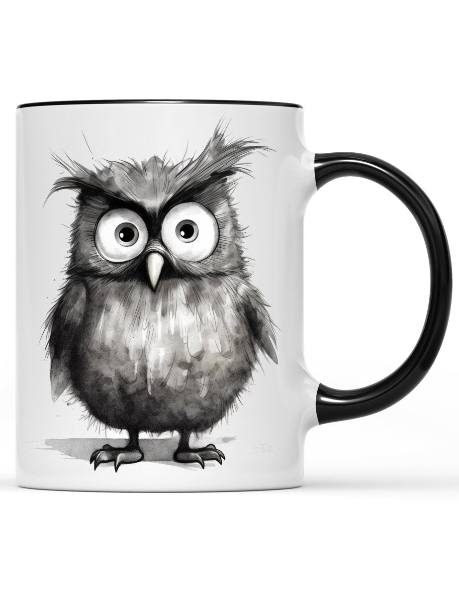 Tasse lustige Eule - Schwarzer - Kaffee
