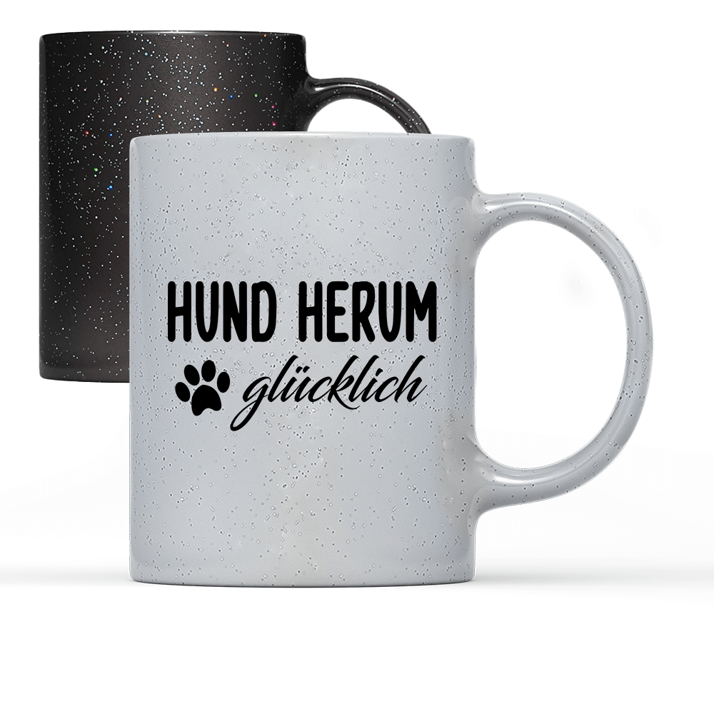 Tasse Magic Hund herum glücklich - Schwarzer - Kaffee