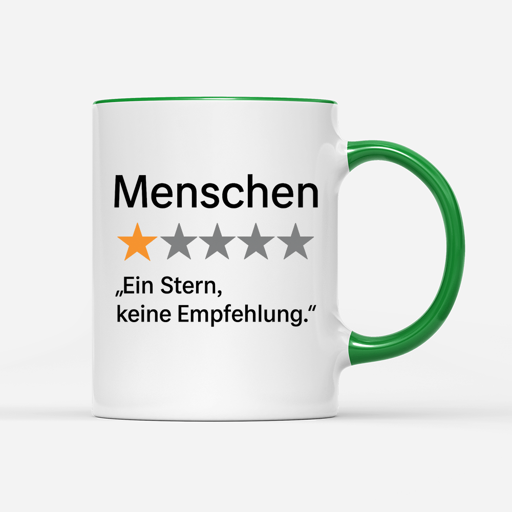 Tasse Menschen ein Stern, keine Empfehlung - Schwarzer - Kaffee