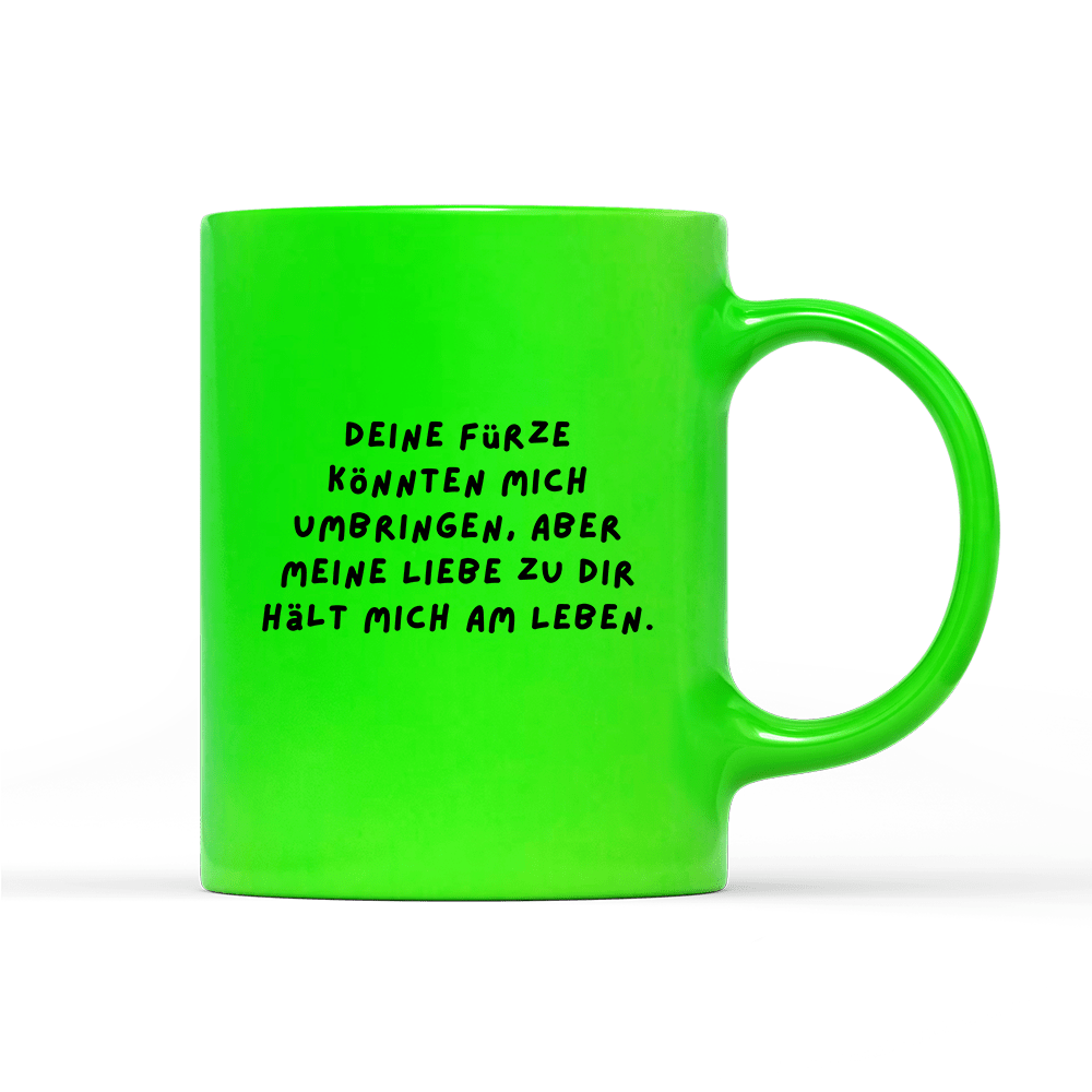 Tasse Neon Deine Fürze könnten mich umbringen - Schwarzer - Kaffee