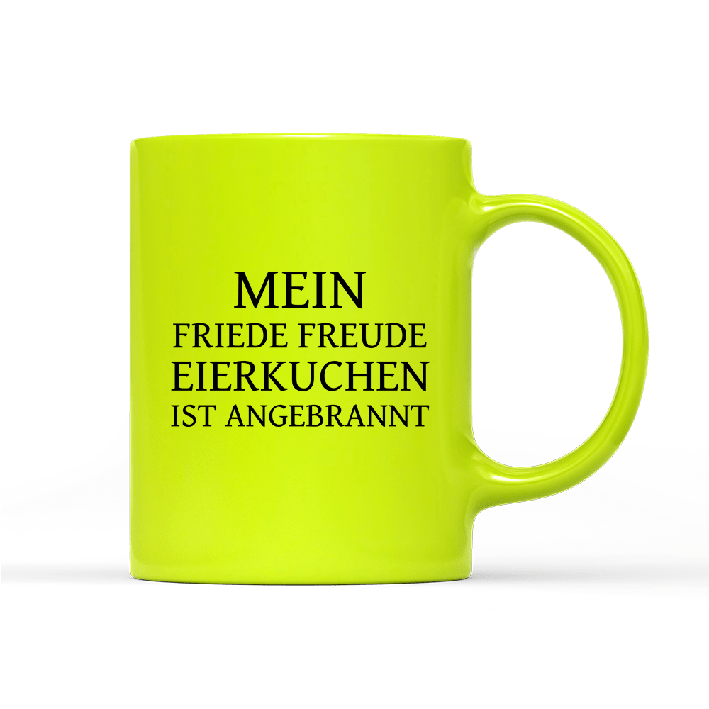 Tasse Neon Mein Friede Freude Eierkuchen - Schwarzer - Kaffee