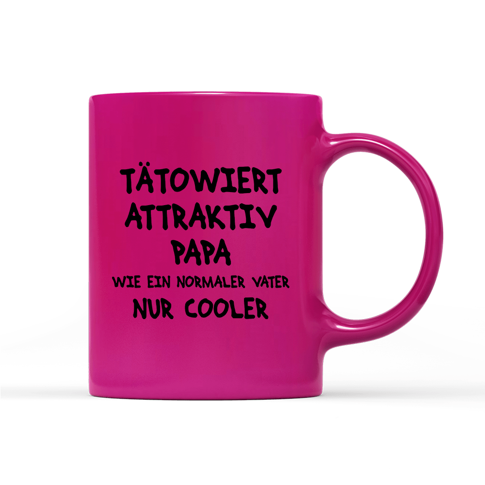 Tasse Neon Tätowiert attraktiv Papa - Schwarzer - Kaffee