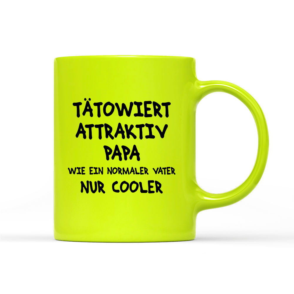 Tasse Neon Tätowiert attraktiv Papa - Schwarzer - Kaffee