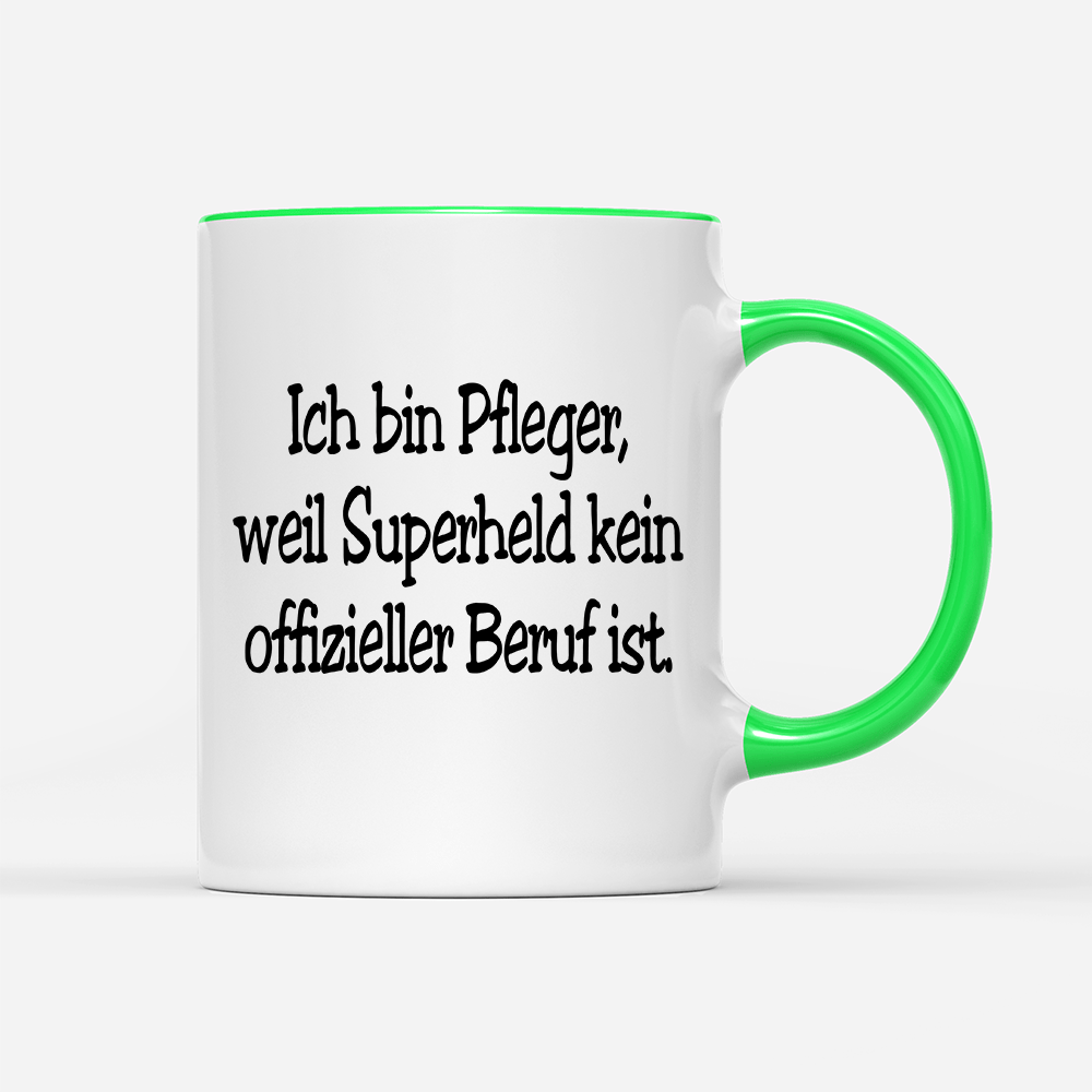 Tasse Pfleger, weil Superheld kein offizieller Beruf ist. - Schwarzer - Kaffee
