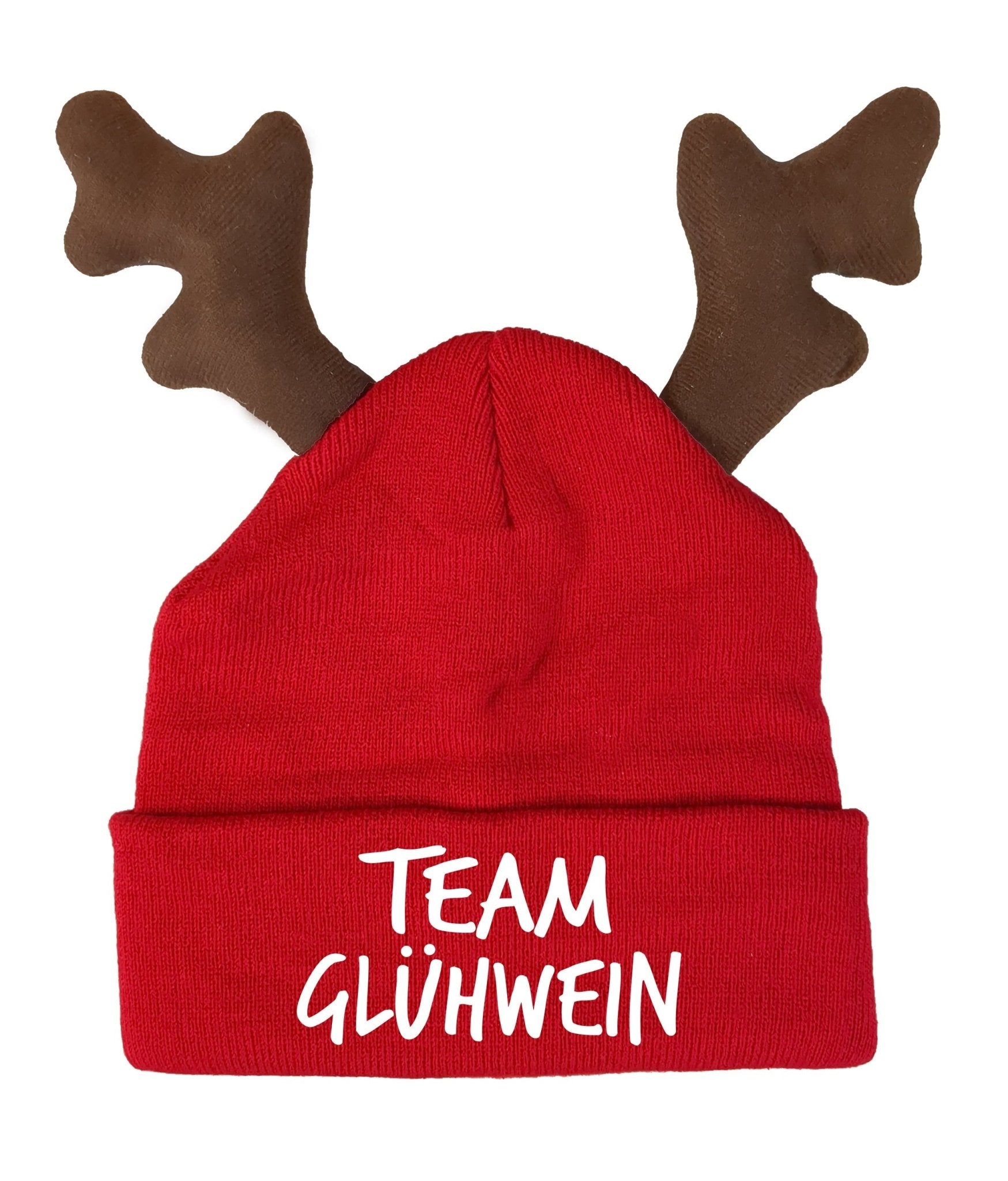 Team Glühwein Elchmütze Statement Beanie Mütze mit Spruch - tshirtladen - Mütze