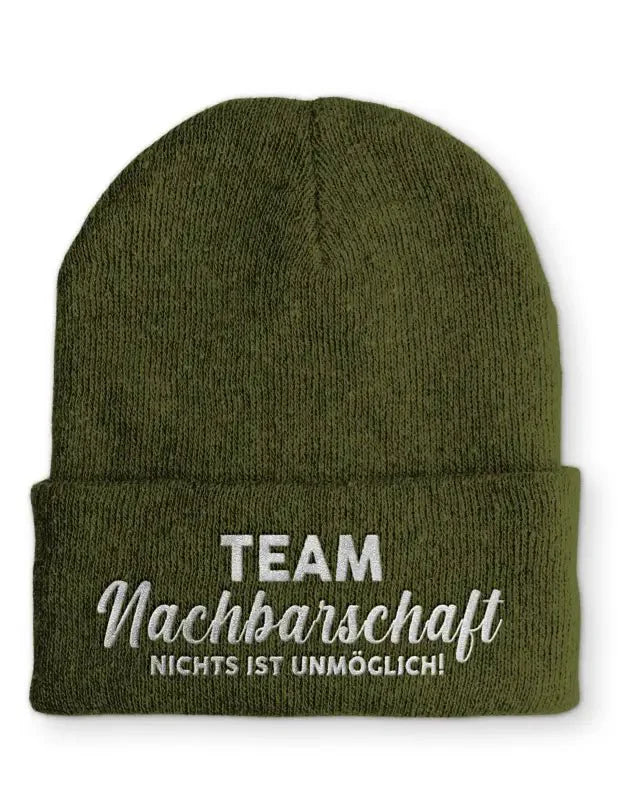 Team Nachbarschaft Statement Beanie Mütze mit Spruch - tshirtladen - Mütze