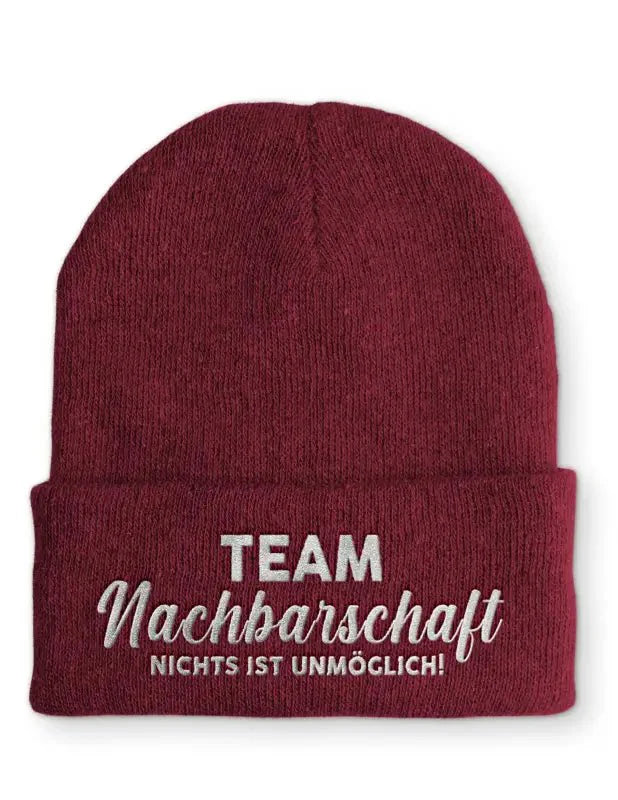 Team Nachbarschaft Statement Beanie Mütze mit Spruch - tshirtladen - Mütze