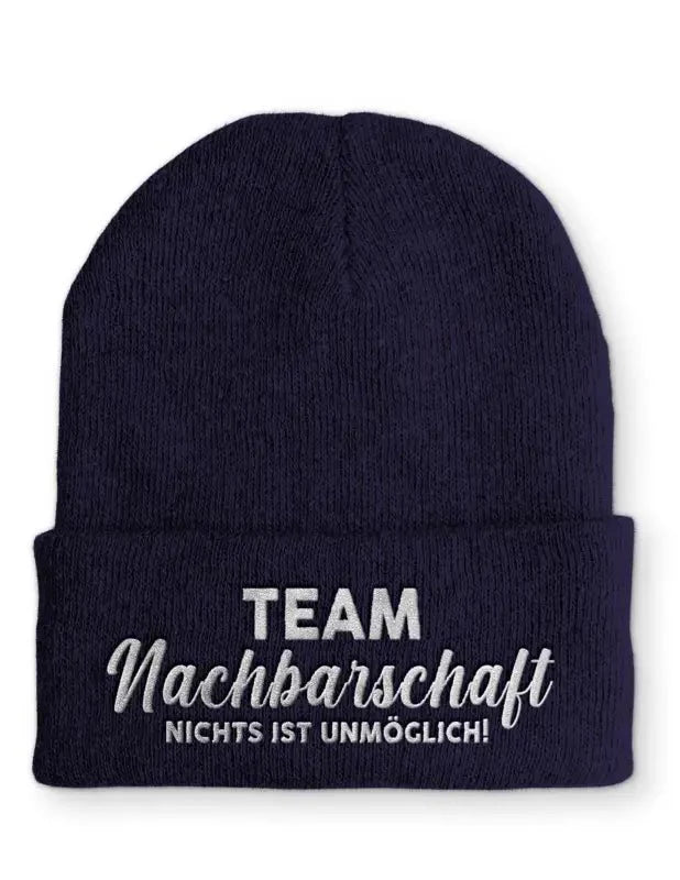 Team Nachbarschaft Statement Beanie Mütze mit Spruch - tshirtladen - Mütze
