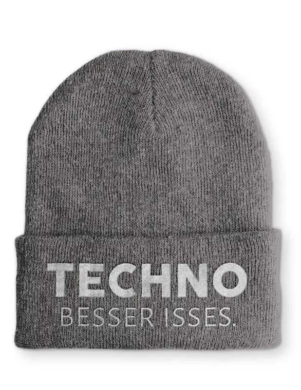 Techno besser isses. Statement Beanie Mütze mit Spruch - tshirtladen - Mütze