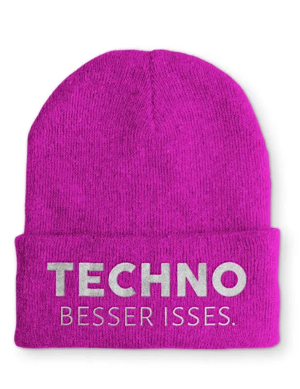Techno besser isses. Statement Beanie Mütze mit Spruch - tshirtladen - Mütze