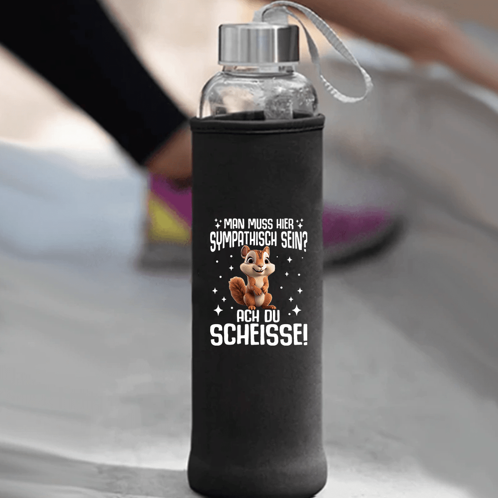 Trinkflasche Man muss hier sympathisch sein - Schwarzer - Kaffee