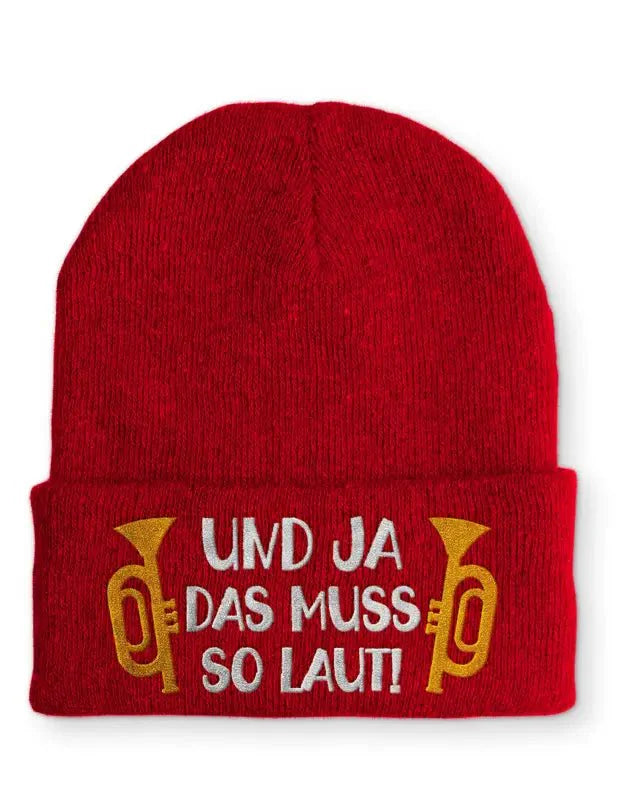 Und ja das muss so laut! Statement Beanie Mütze mit Spruch - tshirtladen - Mütze