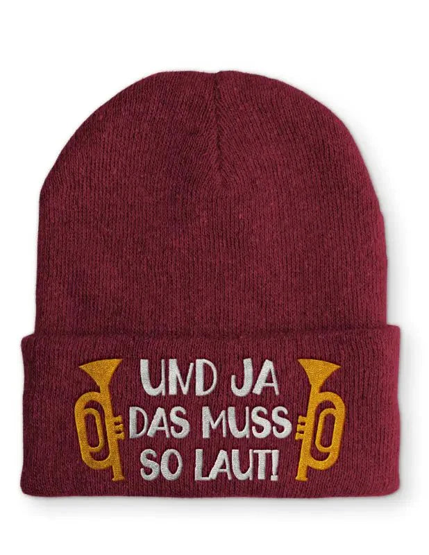 Und ja das muss so laut! Statement Beanie Mütze mit Spruch - tshirtladen - Mütze