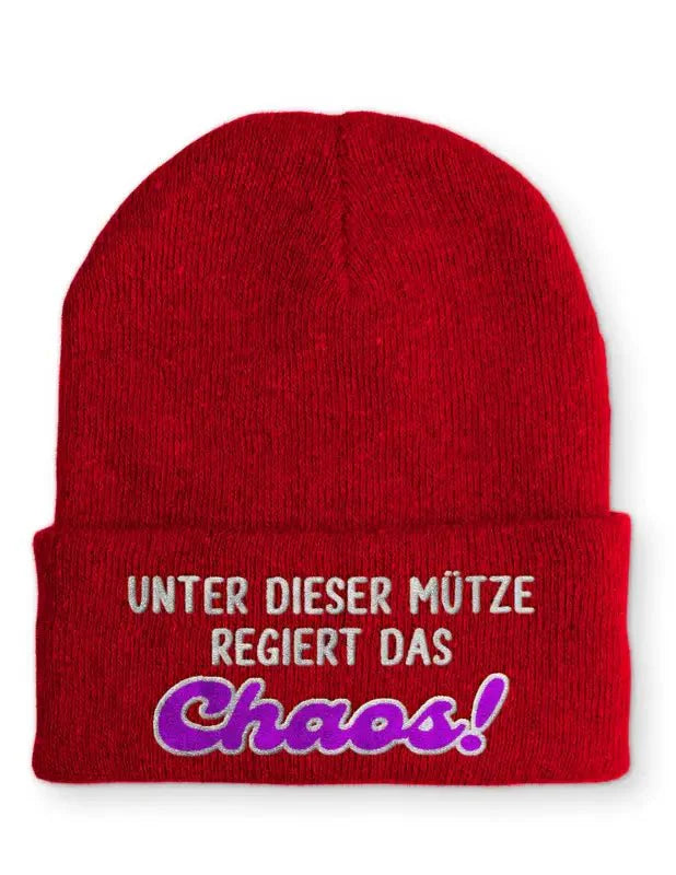 Unter dieser Mütze regiert das Chaos! Statement Beanie Mütze mit Spruch - tshirtladen - Mütze