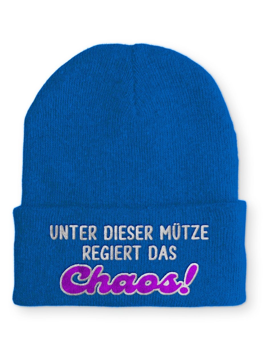 Unter dieser Mütze regiert das Chaos! Statement Beanie Mütze mit Spruch - Schwarzer - Kaffee