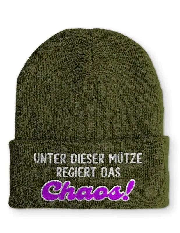 Unter dieser Mütze regiert das Chaos! Statement Beanie Mütze mit Spruch - tshirtladen - Mütze