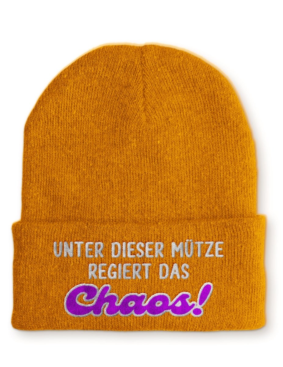 Unter dieser Mütze regiert das Chaos! Statement Beanie Mütze mit Spruch - Schwarzer - Kaffee