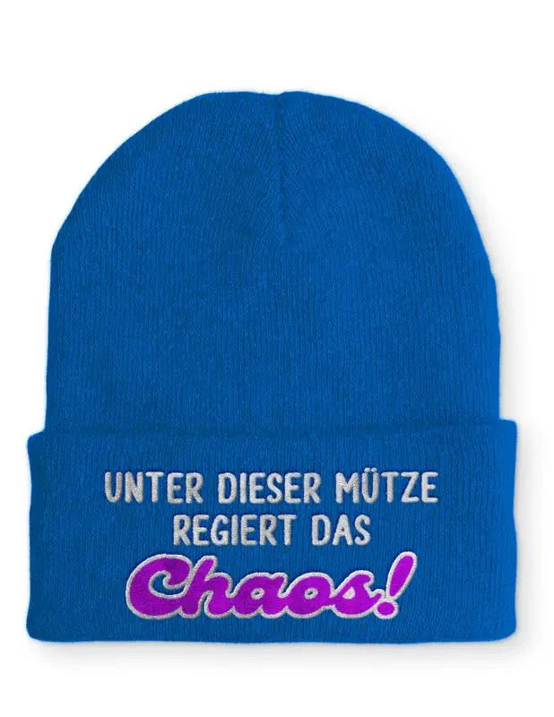 Unter dieser Mütze regiert das Chaos! Statement Beanie Mütze mit Spruch - tshirtladen - Mütze