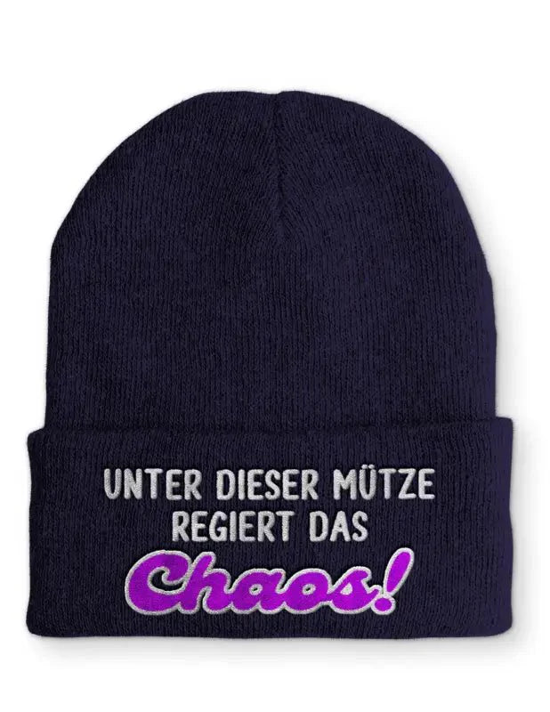 Unter dieser Mütze regiert das Chaos! Statement Beanie Mütze mit Spruch - tshirtladen - Mütze
