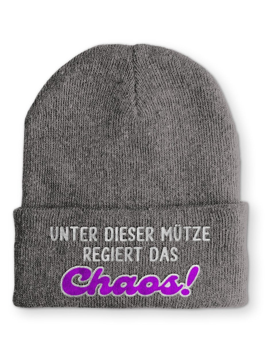 Unter dieser Mütze regiert das Chaos! Statement Beanie Mütze mit Spruch - Schwarzer - Kaffee
