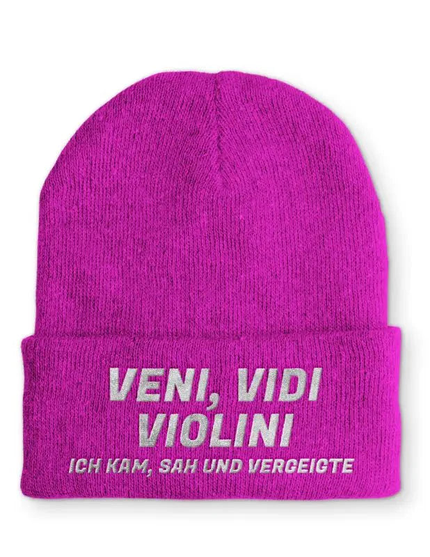 Veni, Vidi Violini Ich kam, sah und vergeigte Statement Beanie Mütze mit Spruch - tshirtladen - Mütze