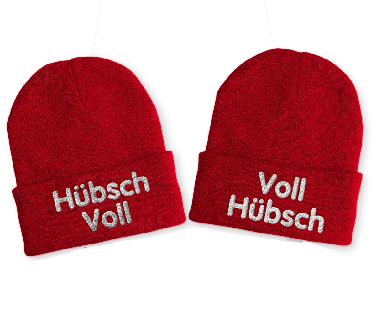 Voll Hübsch | Hübsch Voll Duo Statement Beanie Mütze mit Spruch - Schwarzer - Kaffee