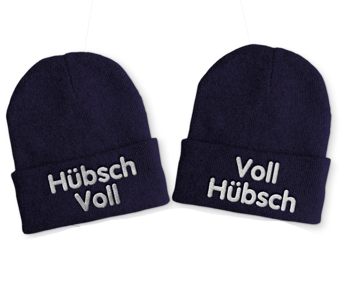 Voll Hübsch | Hübsch Voll Duo Statement Beanie Mütze mit Spruch - Schwarzer - Kaffee