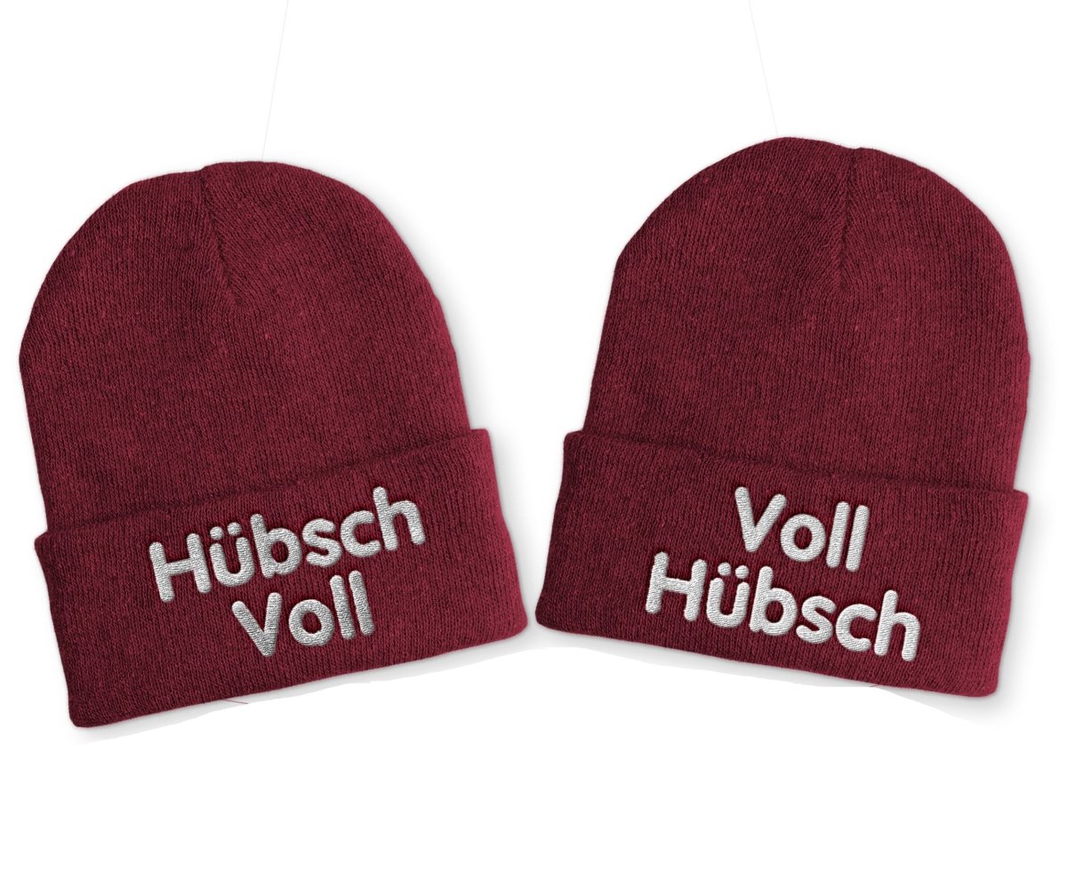Voll Hübsch | Hübsch Voll Duo Statement Beanie Mütze mit Spruch - Schwarzer - Kaffee