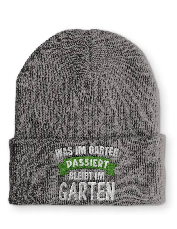 Was im Garten passiert bleibt im Garten Statement Beanie Mütze mit Spruch - tshirtladen - Mütze