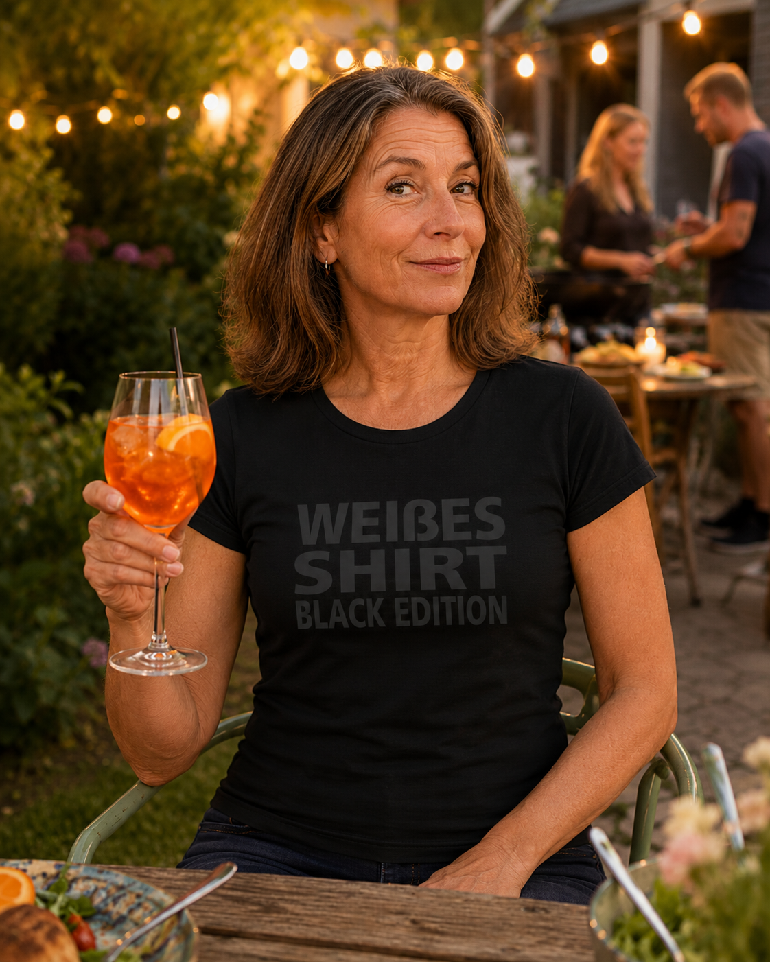 Damen T-Shirt Weißes Shirt Black Edition