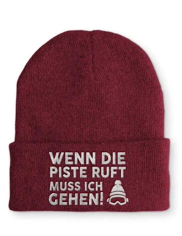 Wenn die Piste ruft muss ich gehen! Statement Beanie Mütze mit Spruch - tshirtladen - Mütze