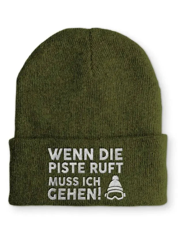 Wenn die Piste ruft muss ich gehen! Statement Beanie Mütze mit Spruch - tshirtladen - Mütze