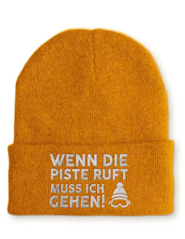 Wenn die Piste ruft muss ich gehen! Statement Beanie Mütze mit Spruch - tshirtladen - Mütze
