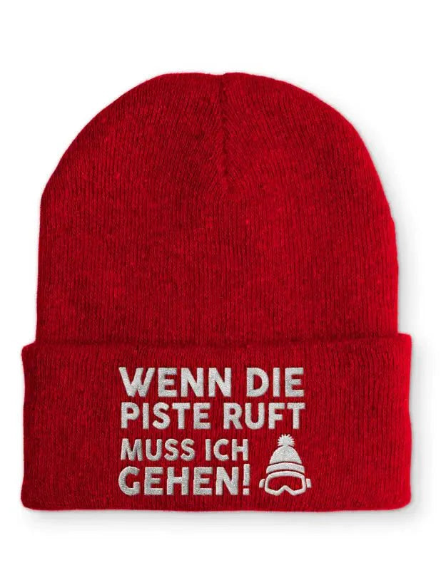 Wenn die Piste ruft muss ich gehen! Statement Beanie Mütze mit Spruch - tshirtladen - Mütze