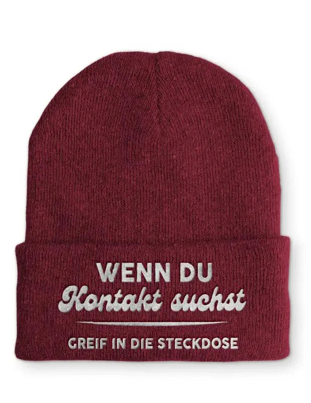 Wenn du Kontakt suchst greif in die Steckdose Statement Beanie Mütze mit Spruch - tshirtladen - Mütze