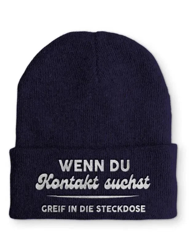 Wenn du Kontakt suchst greif in die Steckdose Statement Beanie Mütze mit Spruch - tshirtladen - Mütze