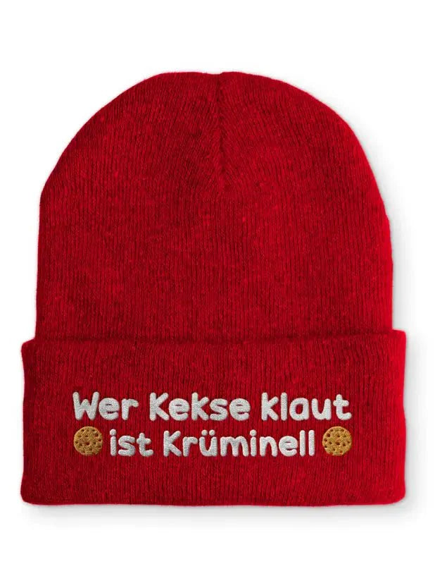 Wer Kekse klaut ist Krüminell Statement Beanie Mütze mit Spruch - tshirtladen - Mütze