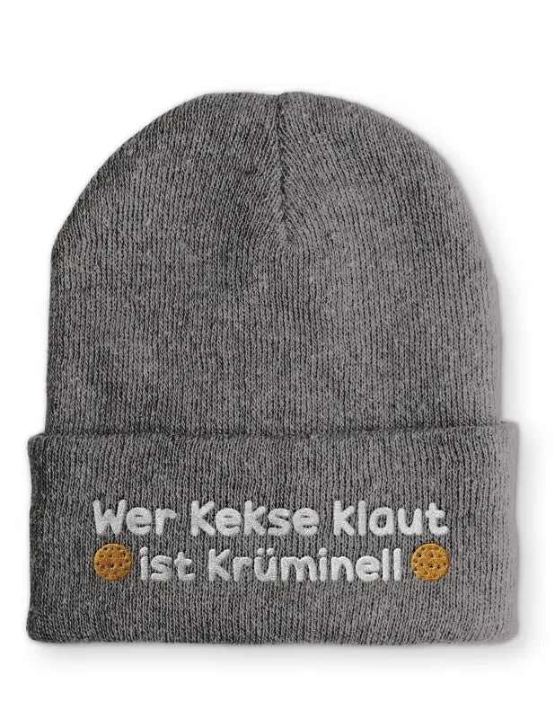 Wer Kekse klaut ist Krüminell Statement Beanie Mütze mit Spruch - tshirtladen - Mütze